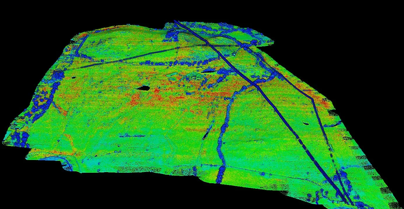 Drone LiDAR point cloud colored by reflectivity